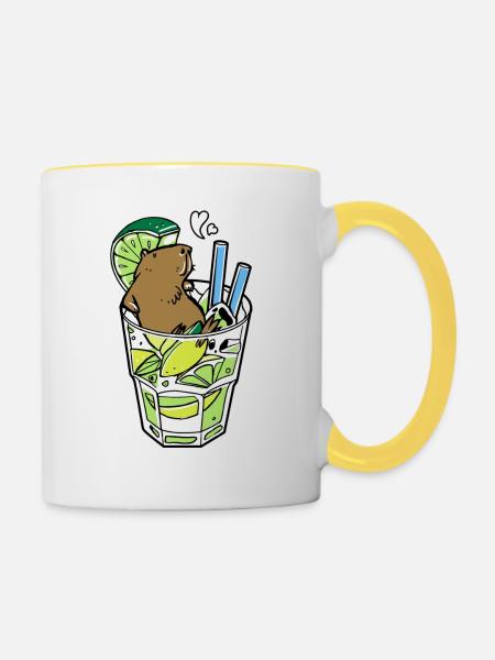 Capybara caipirinha 🍸🐹🌞 - Tasse zweifarbig - Weiß/Gelb