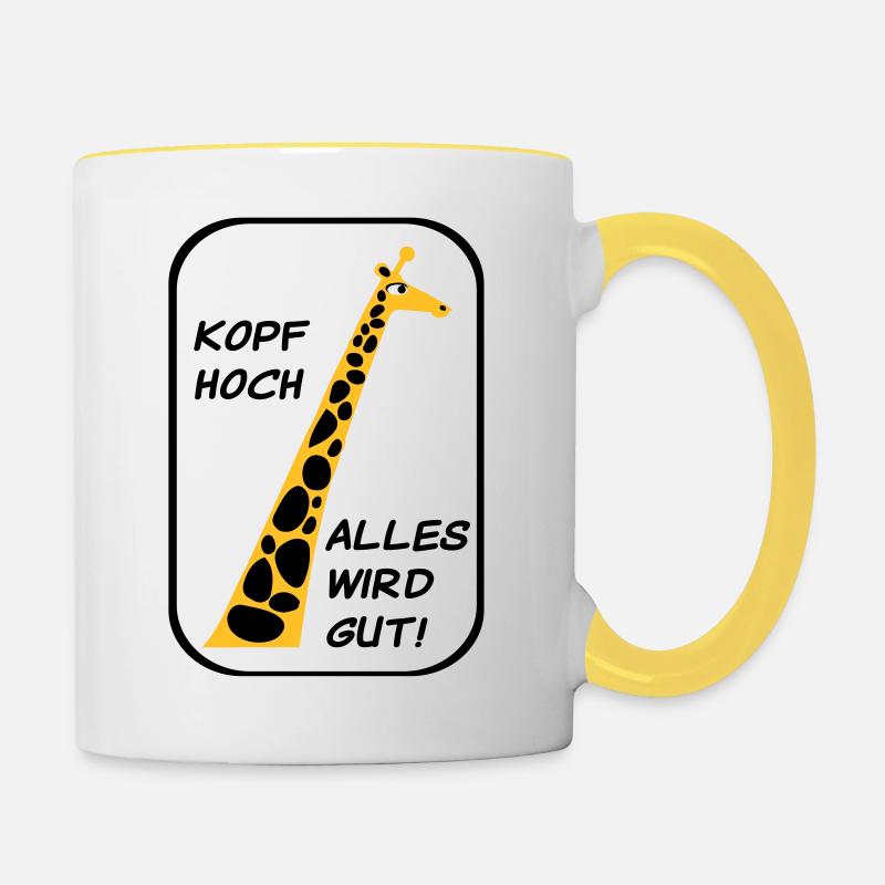 Kopf hoch - Tasse zweifarbig - Weiß/Gelb
