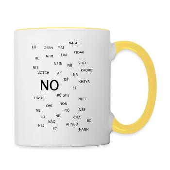 Le mot « NON » dans de nombreuses langues - Mug contrasté - blanc/jaune - Droite