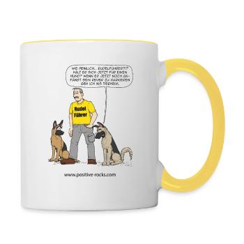 #PositiveRocks! - Rudelführer - Tasse zweifarbig - Weiß/Gelb - Rechts