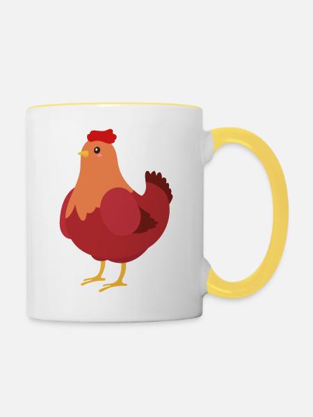 Henne - Tasse zweifarbig - Weiß/Gelb