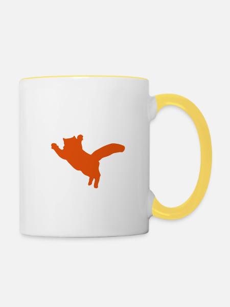 katze silhouette wild cat - Tasse zweifarbig - Weiß/Gelb