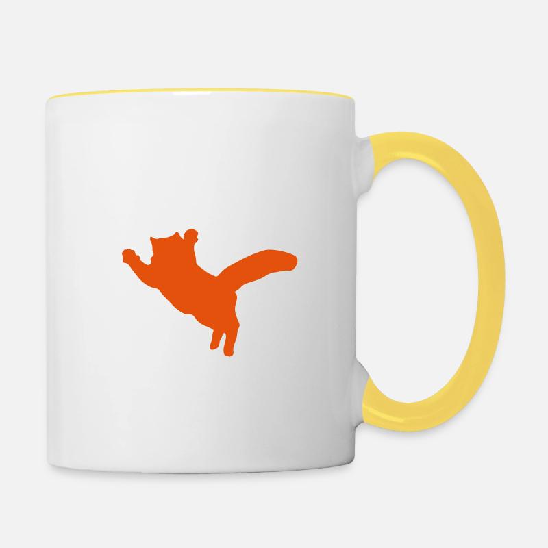 chat silhouette chat sauvage - Mug contrasté - blanc/jaune