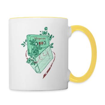 Oldschool Tape - Tasse zweifarbig - Weiß/Gelb - Rechts