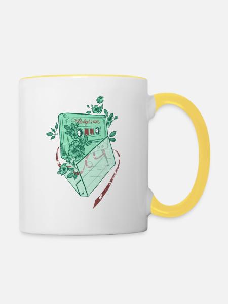 Old school tape - Contrasting Mug - white/yellow