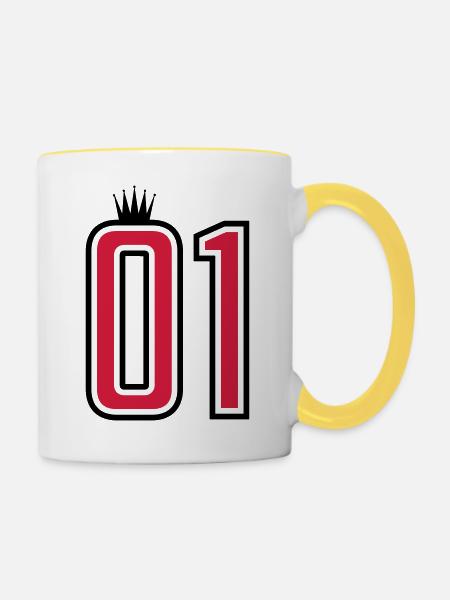 01 eins krone 1 nummer - Tasse zweifarbig - Weiß/Gelb