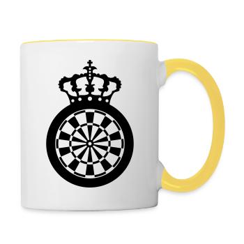 Dart Scheibe Krone - Tasse zweifarbig - Weiß/Gelb - Rechts