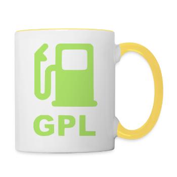 GPL gauche verte - Mug contrasté - blanc/jaune - Droite