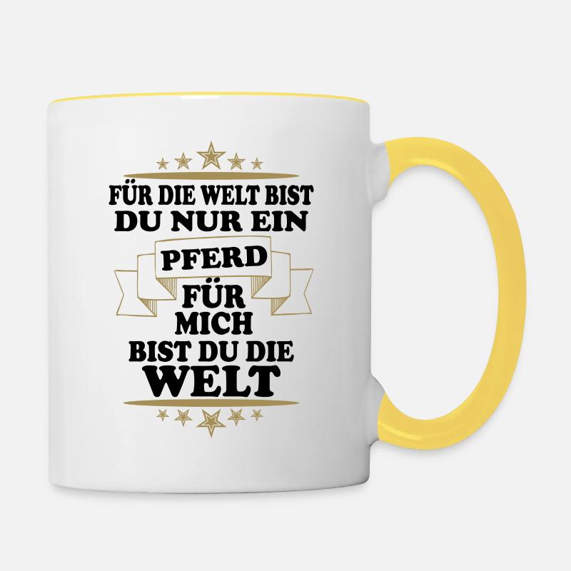 Pferd - Tasse zweifarbig - Weiß/Gelb