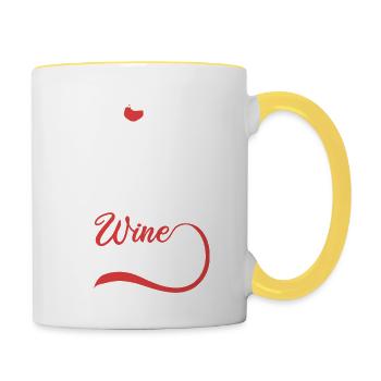 Keep calm its wine o clock Wein Zeit Geschenk - Tasse zweifarbig - Weiß/Gelb - Rechts