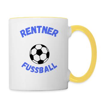 Rentner spielt Fußball Geschenk Opa Sport - Tasse zweifarbig - Weiß/Gelb - Rechts
