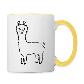 Alpaka Lieblingstier Lama - Tasse zweifarbig - Weiß/Gelb - Rechts
