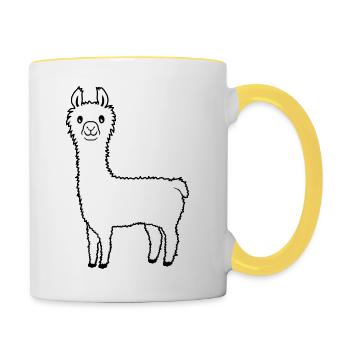 Lieblingstier Lama Alpaka - Tasse zweifarbig - Weiß/Gelb - Rechts