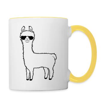 Cool Sonnenbrille Alpaka - Tasse zweifarbig - Weiß/Gelb - Rechts