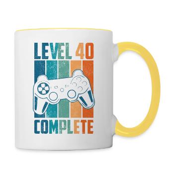 40th Birthday Level 40 Complete Gift - Contrasting Mug - white/yellow - Right