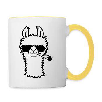 Lama With Joint - Contrasting Mug - white/yellow - Right