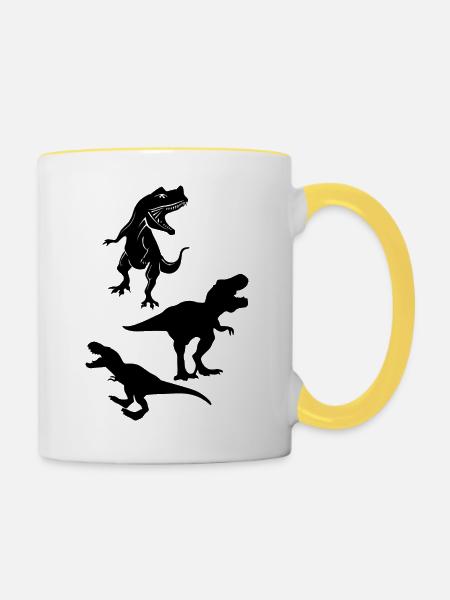 Dinosaurier Dino Kinder - Tasse zweifarbig - Weiß/Gelb