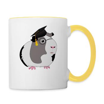 Professor Meerschweinchen - Tasse zweifarbig - Weiß/Gelb - Rechts