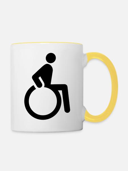 Rollstuhl - Tasse zweifarbig - Weiß/Gelb