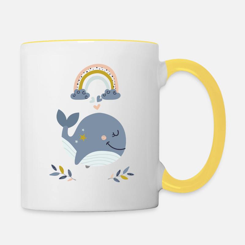 Rainbow Whale - Contrasting Mug - white/yellow