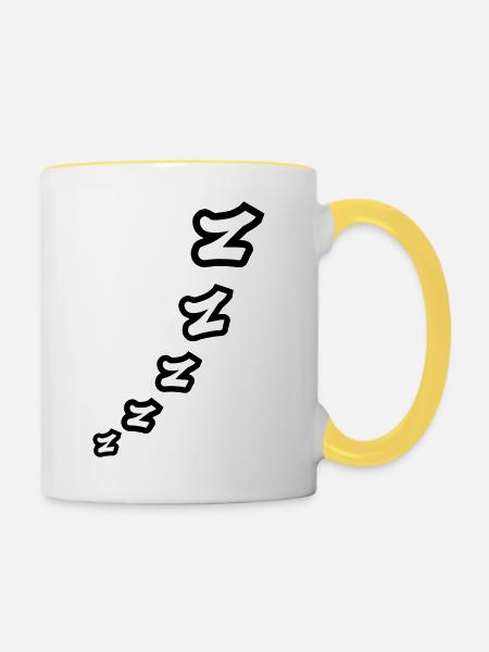 Zzz schlafen Comic - Tasse zweifarbig - Weiß/Gelb