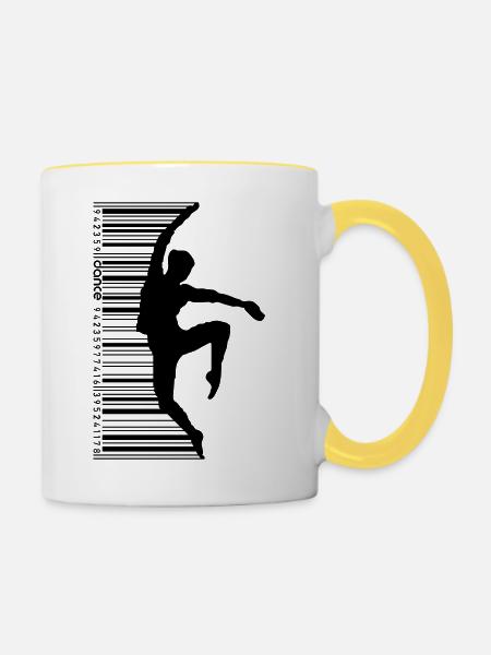 Tänzerin im QR Code Style - Tasse zweifarbig - Weiß/Gelb