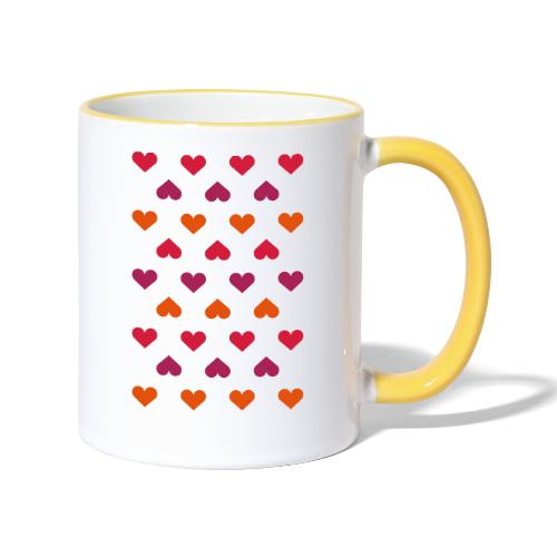 Little Hearts Stencil Pattern - Tasse zweifarbig