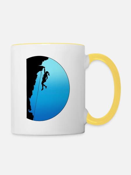 Climb on (She, blue) - Tasse zweifarbig - Weiß/Gelb