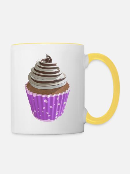 Cupcake Vanille und Schokolade - Tasse zweifarbig - Weiß/Gelb