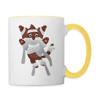 Chien momie - Mug contrasté - blanc/jaune - Droite