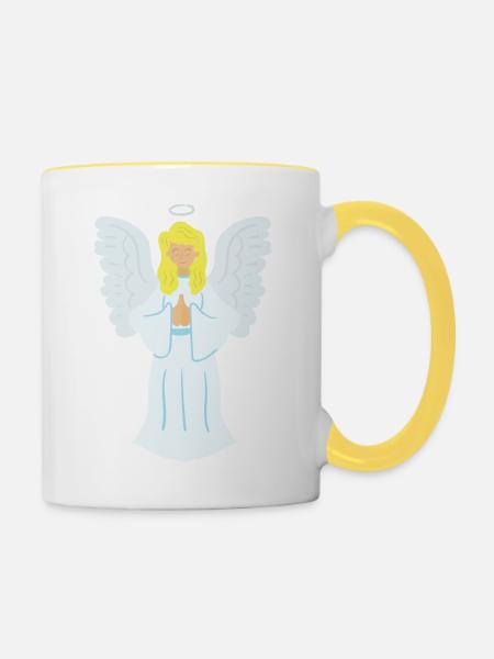 Engel - Tasse zweifarbig - Weiß/Gelb