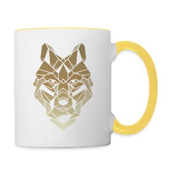 Wolfsscherben - Tasse zweifarbig - Weiß/Gelb - Rechts