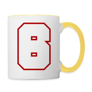 6 Zahl nummer - Tasse zweifarbig - Weiß/Gelb - Rechts