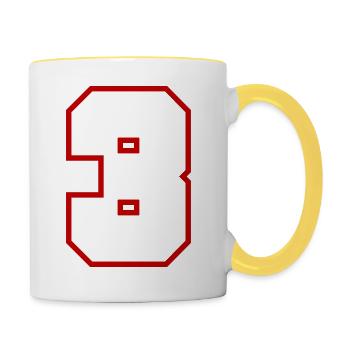3 Numéro de numéro - Mug contrasté - blanc/jaune - Droite