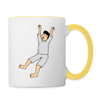 Homme en pyjama - Mug contrasté - blanc/jaune - Droite