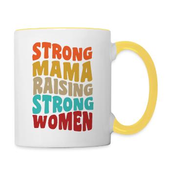 STRONG MAMA RAISING STRONG WOMEN motif for - Contrasting Mug - white/yellow - Right