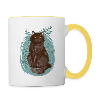 Black Grey Cat Plants Yellowfang Yellowtooth - Contrasting Mug - white/yellow - Right
