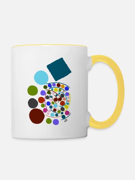 Bunt. - Tasse zweifarbig - Weiß/Gelb