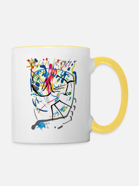 Kunst - Tasse zweifarbig - Weiß/Gelb