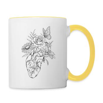 Floral Heart - Contrasting Mug - white/yellow - Right
