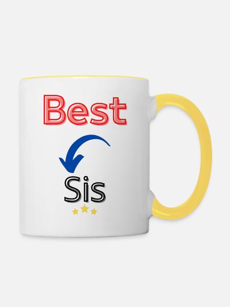 Beste Schwester / Beste Schwester - Tasse zweifarbig - Weiß/Gelb