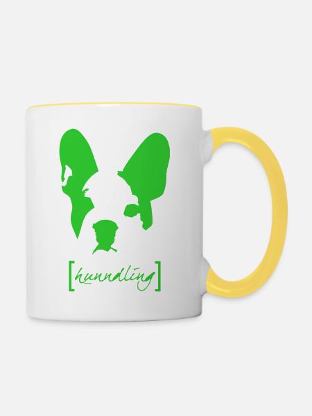 Hunndling - Lautschrift - Tasse zweifarbig - Weiß/Gelb