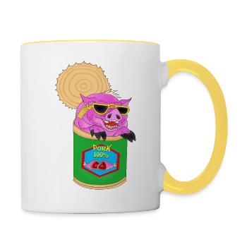 100% pork - Contrasting Mug - white/yellow - Right