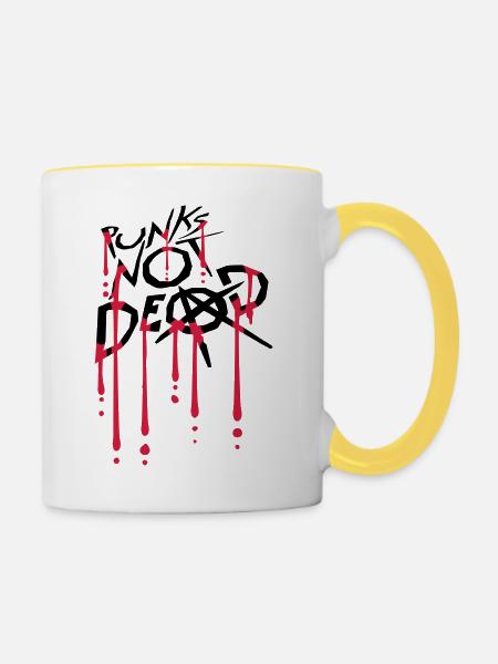 punks not dead Zitat - Tasse zweifarbig - Weiß/Gelb