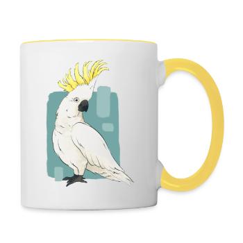 Great Cockatoo Cockatoo Bird Volliere Birdcage - Contrasting Mug - white/yellow - Right
