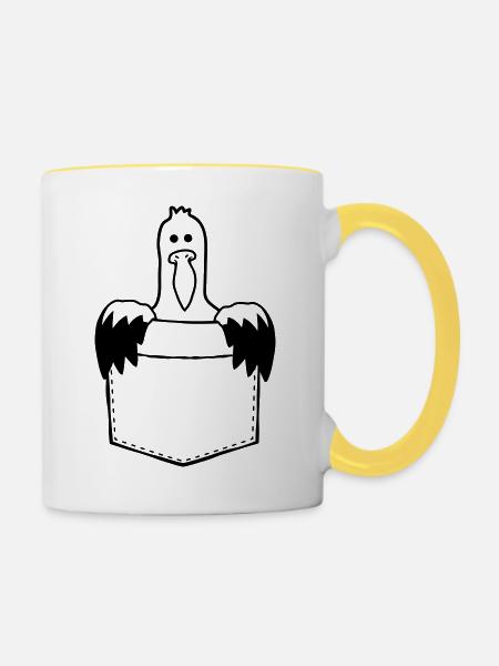 Hemdtasche Möwe Unterwegs mitnehmen - Tasse zweifarbig - Weiß/Gelb