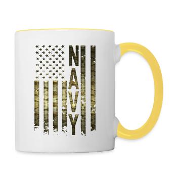 Armée militaire marine armée forces armées liberté des soldats - Mug contrasté - blanc/jaune - Droite