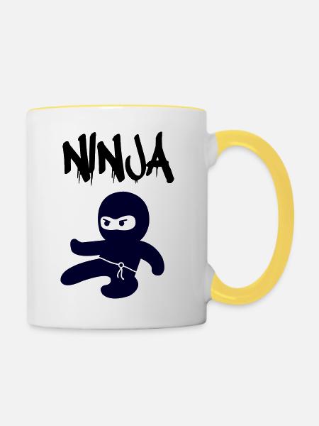 Ninja - Tasse zweifarbig - Weiß/Gelb