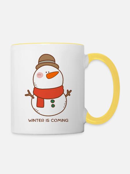 Winter - Tasse zweifarbig - Weiß/Gelb