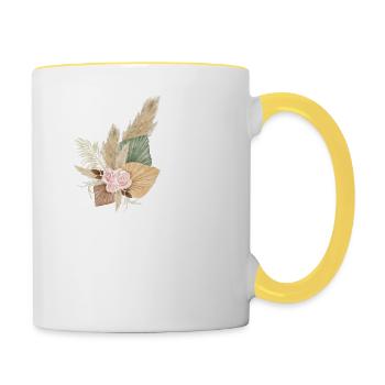Buchstabe F Blumen - Tasse zweifarbig - Weiß/Gelb - Rechts